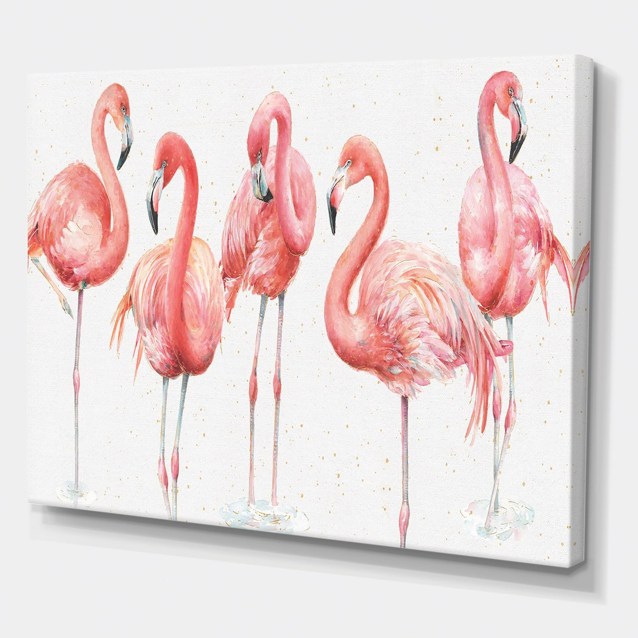 Designart - Gracefully Pink Shabby flamingo - Farmhouse Premium Canvas Wall Art